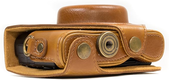 MegaGear Ever Ready Protective Leather Camera Case, Bag for Sony Cyber-Shot DSC-WX500 Digital Camera (Light Brown) (MG601)
