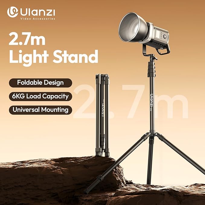 ULANZI Smartphone Video Rig with Light, Cell Phone Handheld Stabilizer with Ring Light, T270 Light Stand 8.8ft/270cm Adjustable Photography Light Tripod Stand for Photo Video Shooting