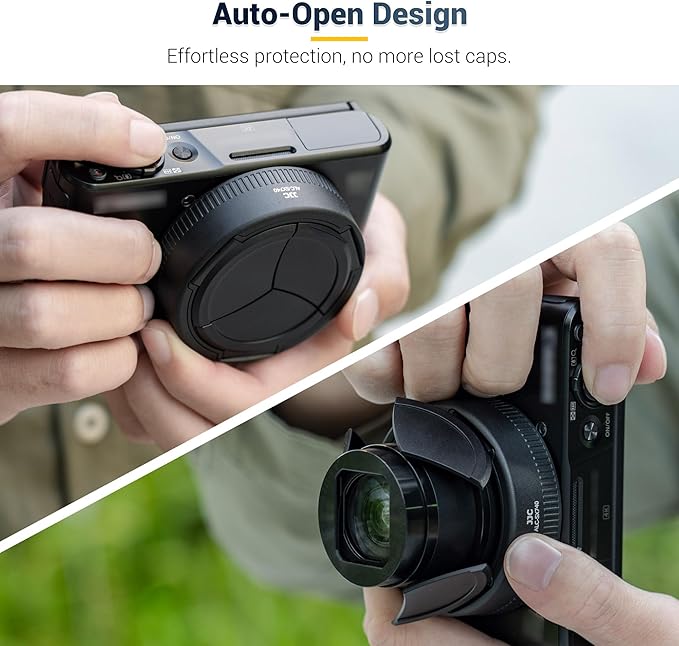 PowerShot SX740 HS Auto Open and Close Lens Cap Cover for Canon PowerShot SX740 HS Digital Camera Accessories, Automatic Lens Protective Protector Cap with EVA & Silicone Interior, No Vignetting