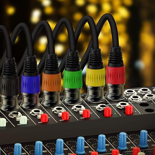 XLR Cables, Microphone Cable 1.5ft 6 Packs, Short XLR Cable Male to Female Mic Cable 3-Pin Compatible with Stage Lighting, Speaker Systems and More
