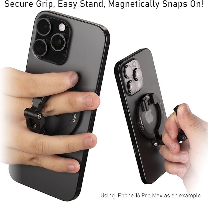 4-in-1 Magnetic Ring Phone Holder & 1/4" Tripod Thread & Cold Shoe Slot & Kickstand & Phone Grip, 360° Rotation for iPhone Series 12 13 14 15 16 17 & Magsafe Case
