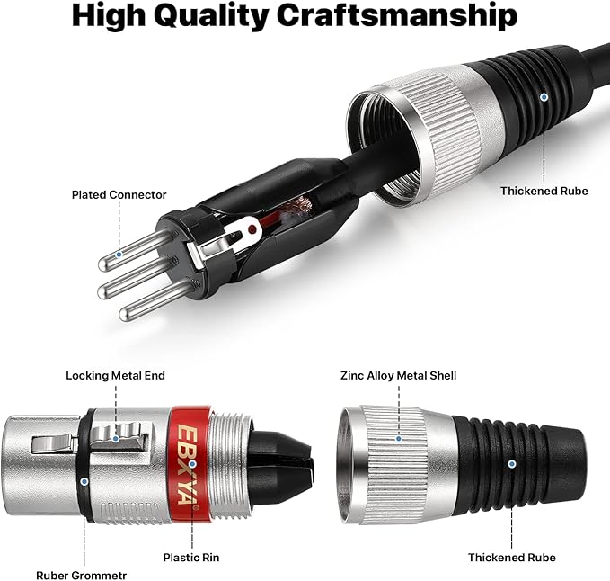 EBXYA 2FT XLR Cables 4 Pack - Balanced XLR Microphone Cable Male to Female Suitable for Audio Mixer, Speaker Systems, Radio Station
