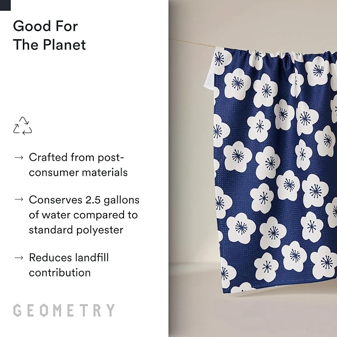 GEOMETRY Kitchen Tea Towels - Quick Dry Microfiber Dish Towels for Kitchen Every Bloom, 18" x 30" 2 Pack
