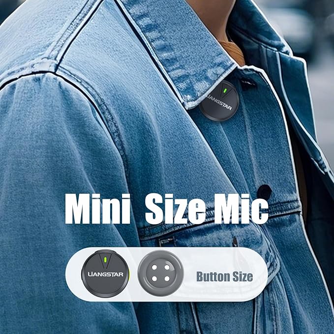 LIANGSTAR Wireless Lavalier Microphone for iPhone/Android, Mini Microphone with Charging Case Noise Canceling, 40H Battery Life, Lapel Mic with Mute Button for Video Recording, Interview, Vlog, TikTok