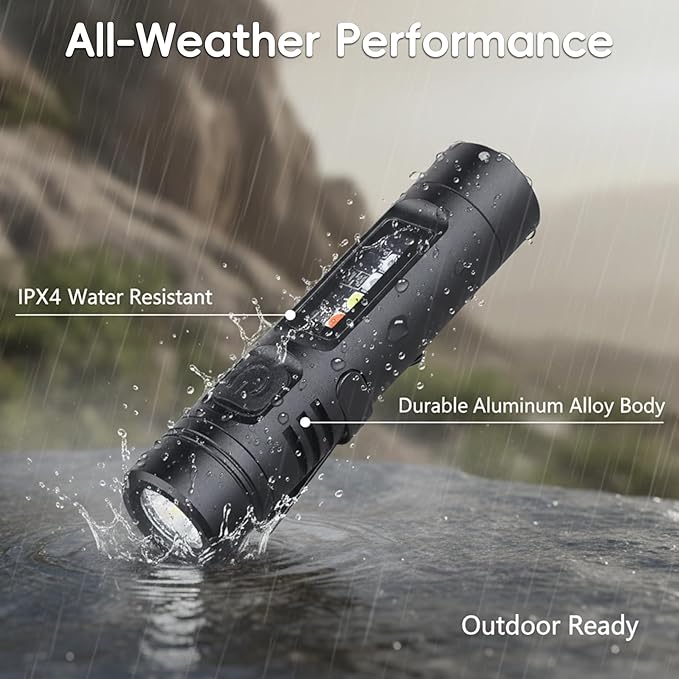 2 Packs Pocket Rechargeable EDC Flashlight, Mini Keychain Light with Magnetic Base and Side Clip, 500 Lumens Rechargeable Keychain Torch with 9 Modes for Camping, Travel (2 Black)