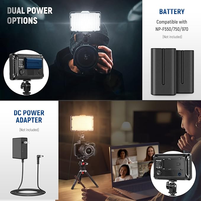 Neewer on Camera Video Light Photo Dimmable 176 LED Panel with 1/4" Thread for Canon, Nikon, Sony and Other DSLR Cameras, 5600K (Battery Not Included)