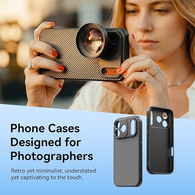 APEXEL 17mm Thread Lens Phone Case Compatible for iPhone 17 Pro, Compatible with All Telephoto & Macro Lenses, Durable Protective Cover Black