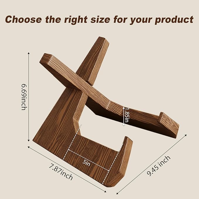 2Pack Large Bowl Stands For Display 12 Inch Heavy Duty, Wooden Bowl Display Stand Deep, Wood Plate Holders for Displaying, Platter Easel Display Stand for Art, Rock, Mineral, Fossil, Clock, Book, Dish