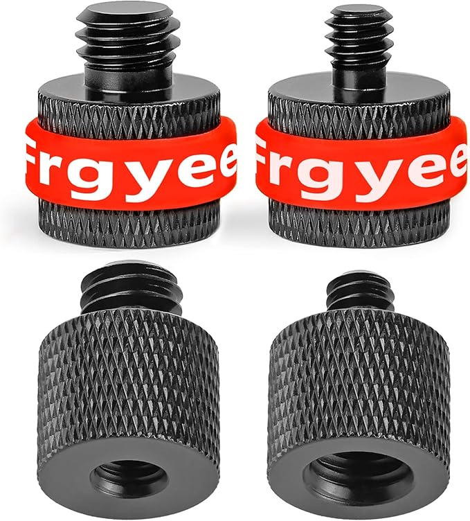 1/4 to 3/8 Camera Screw Adapter 1/4" Male to 3/8" Female and 3/8" Male to 1/4" Tripod Screw Adapter with Personalised Silicone Ring for Camera Monitor, Tripod, Mic Stand Mount 4 Pcs