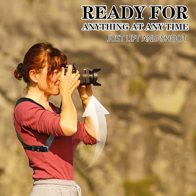 Bebaimis Dual Camera Harness Strap for Two-Cameras,Dual Shoulder Leather Camera Strap,Double Camera Harness for DSLR/SLR