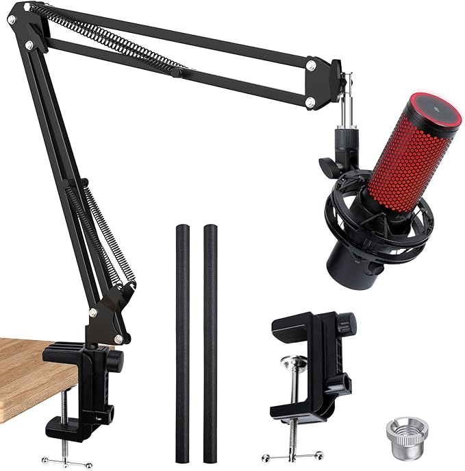 For HyperX QuadCast 2 Boom Arm - Mic Arm Compatible with Hyper x QuadCast, Microphone Boom Arm with Cable Ties, Improve Sound Quality, Mic Boom Arm for Hyperx QuadCast by SUNMON