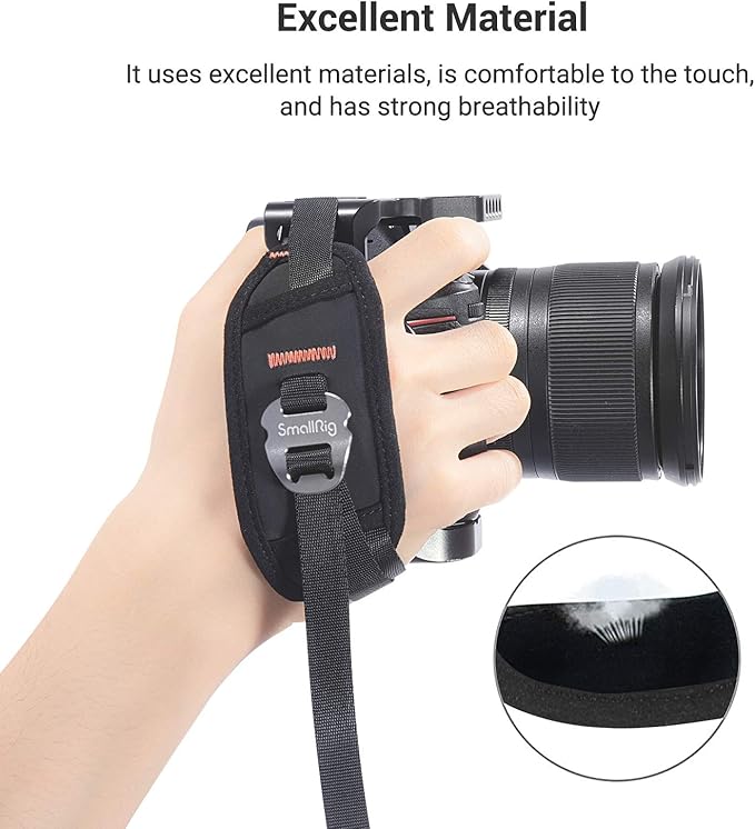 SmallRig Camera Cage Wrist Strap, Universal Quick Adjustable Secure Grip Camera Cage Handle Hand Wrist Strap PAC2456