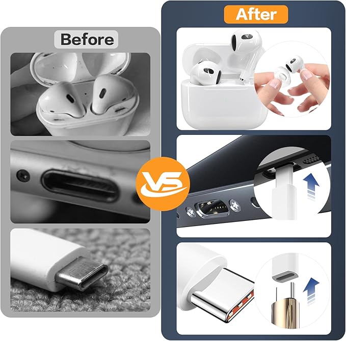 34-in-1 for iPhone Cleaning Kit, Sunoyar Airpods Cleaning Kit Multi-Functional, Laptop Cleaning Kit with Portable Storage Case for iPhone Charging Port USB C Cell Phone Android Keyboard Earbud White