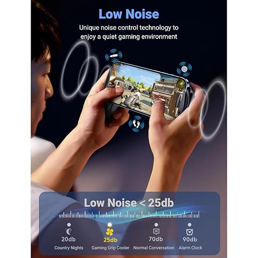 ciciglow Phone Game Grip, Semiconductor, Adjustable Mobile Controller Handle Holder with Colorful Light Effect, Fan Cooling, for, iOS