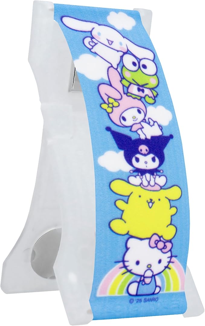 Hello Kitty and Friends Stack on Clear Base - Magnetic Phone Grip with Kickstand – Silicone Phone Strap for Smartphones & Tablets