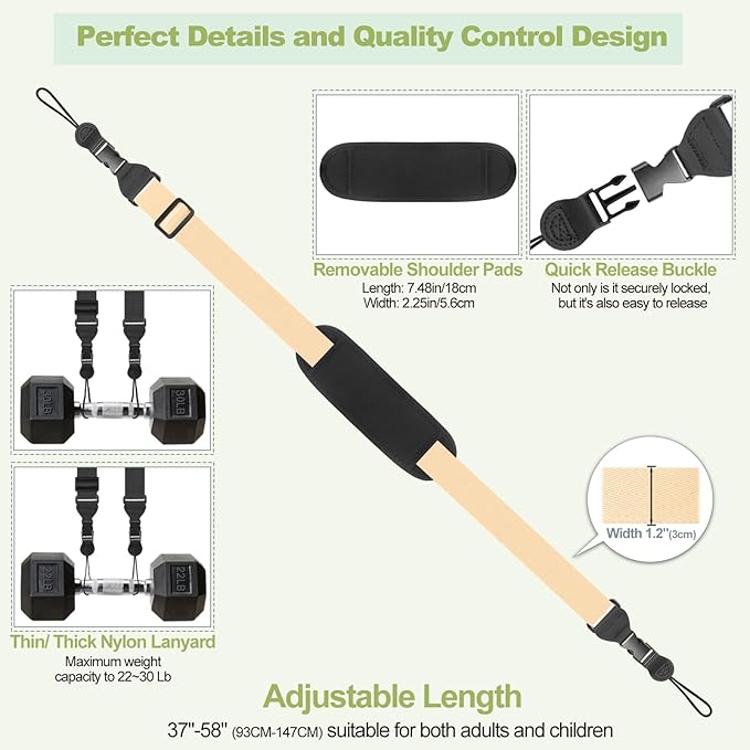Universal Shoulder Strap, Removable Neoprene Padded Camera Strap, Adjustable Neck Lanyard for iPad, Binocular, Tablet Case, Camera, Luggage Bag (Khaki Universal Shoulder Strap)