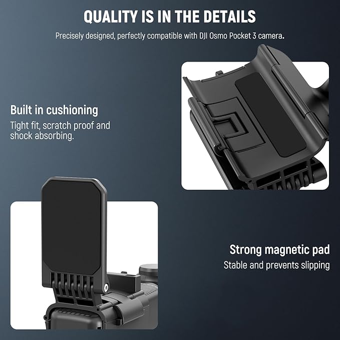 NEEWER Basics Magnetic Mount Stand Compatible with DJI Osmo Pocket 3, 180° Adjustable Plastic Camera Holder, Multifunction Accessories Expansion Adapter Bracket for Pocket 3 Battery Grip, AC015