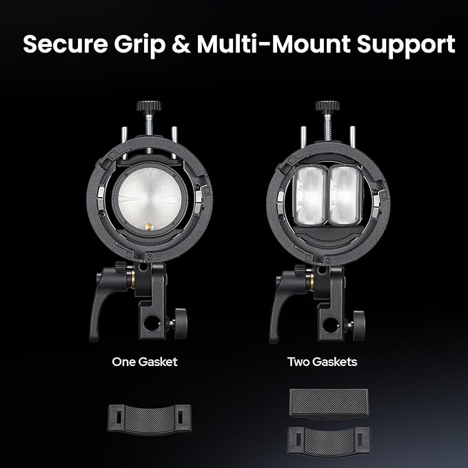 GODOX S3 Speedlite Bracket, 𝐆𝐨𝐝𝐨𝐱 𝐒𝟐 𝐔𝐩𝐠𝐫𝐚𝐝𝐞, Adjustment Angle±90°,Umbrella Hole, Bowens Mount Holder for Godox AD200Pro II AD300Pro II AD400Pro II V1 V100 V1Pro AD300Pro AD100Pro etc.