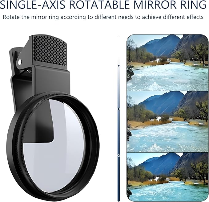Portable 52mm Polarizing Filter for Phone, Clip-on CPL Phone Camera Lens Filter,Circular Polarized Lens with Upgraded Clip,Compatible with Most Cell Phones