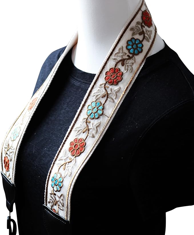 UNIKSTRAP Original Design Adjustable Camera Strap Rococo Style Embroidery Floral Organza, 2 Inch (5cm) Width, Fit for Canon Nikon Sony Interchangeable Lens Digital Camera/DSLR