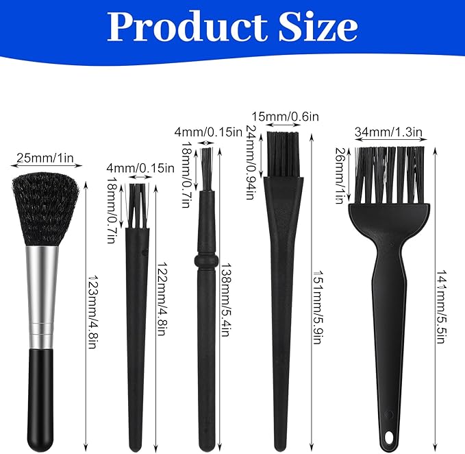 5 Pcs Keyboard Cleaning Brush, 5.5 Inch Anti Static Brush, Computer Laptop Keyboard Small Space, Dust Cleaning (Black)