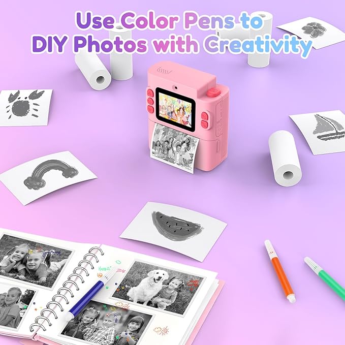 10 Rolls Kids Camera Paper Roll Refill - Yunaking Instant Print Camera for Kids Refill Print Paper Thermal Printing Papers Rolls for Most Kid Instant Cameras (57X25mm - White)