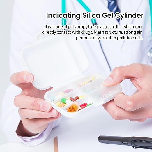 1 Gram 100 Packs Desiccant Canister, Silica Gel Clear Capsules, Orange to White Indicating Desiccant Capsules, Food Safe Moisture Absorbers for Storage