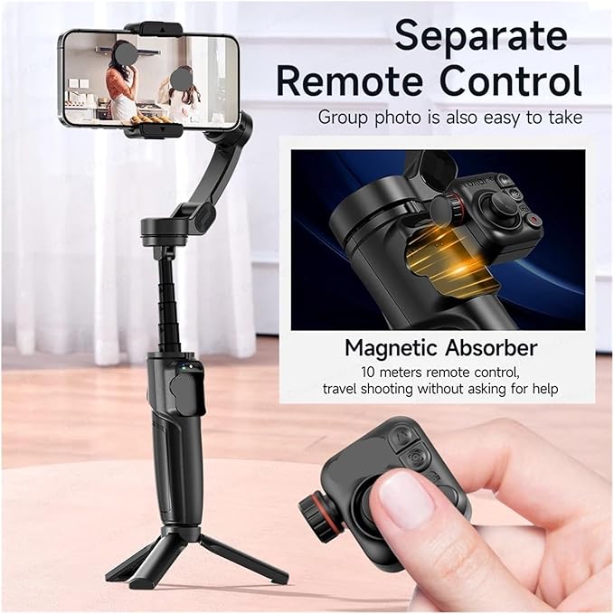3-Axis Gimbal AI Tracking Stabilizer，Compatible for Smartphone Anti-Shake Shooting Video Extendable Selfie Stick, with Mini Tripod(Option 2)
