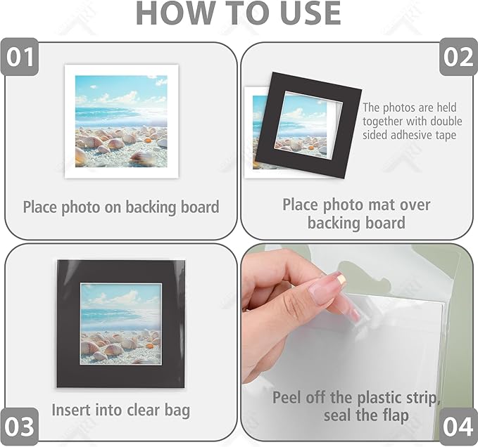 Golden State Art, Acid-Free, Pack of 25, 12x12 Black Picture Mats Mattes with White Core Bevel Cut for 8x8 Photo + Backing + Bags