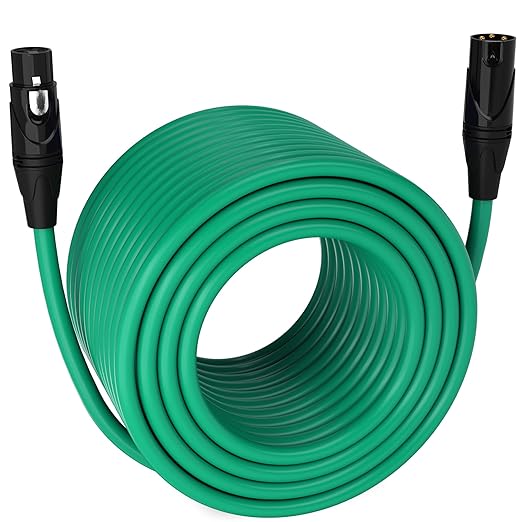 LyxPro 300 Feet XLR Microphone Cable Balanced Male to Female 3 Pin Mic Cord for Powered Speakers Audio Interface Professional Pro Audio Performance and Recording Devices - Green