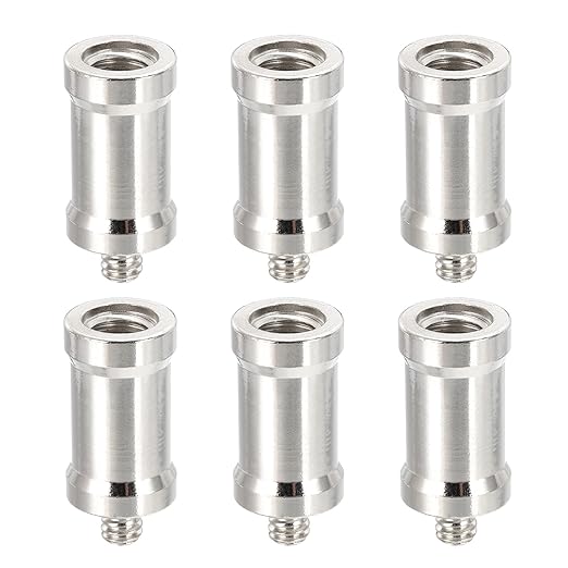 PATIKIL Camera Spigot Screws Converter 3/8" to 1/4" Female to Male, 6 Pack Tripod Screws Adapter Spigot Stud for Light Stand Hot Shoe Cold Shoe Adapter Ball Head Flash, Silver