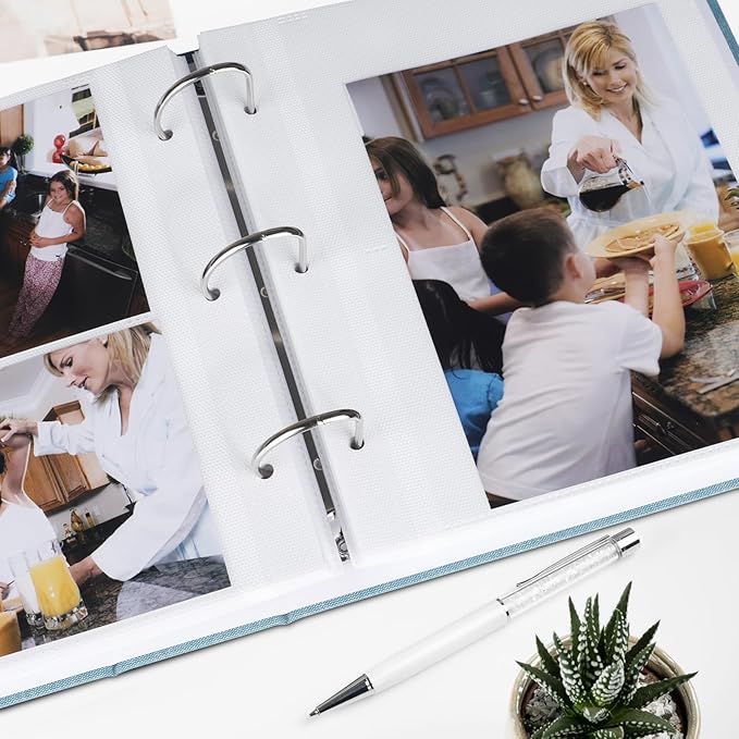 1DOT2 Photo Album 4x6 Photos Hold 200 or 5x7 Pictures Hold 100, 3 Ring Binder Photo Albums Linen Cover with 6-Tab Index Dividers Photo Book Acid Free Albums 4x6 5x7 for Family Wedding Baby (Cyan Blue)