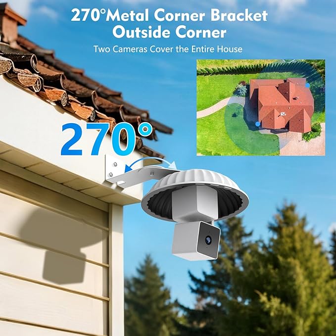 2 Pack Wall Mount with Rain Cover for WYZE Cam Pan V3/V2, Weatherproof Sun Shade and Outside Metal Corner Mount, Reduce Blind Spots for Outdoor Use