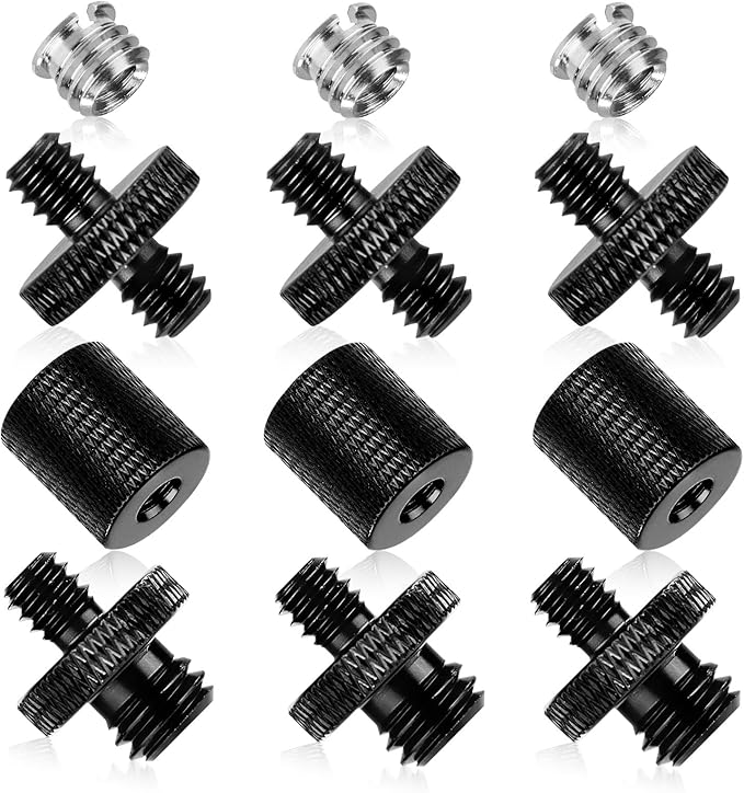 12pcs Mic Stand Adapter, Mic Thread Adapters 1/4 Female to 3/8 Male & 1/4 Male to 1/4 Male & 1/4 Male to 3/8 Male & 1/4 Female to 3/8 Female Screw Adapter for Microphone Boom Arm Camera Tripod