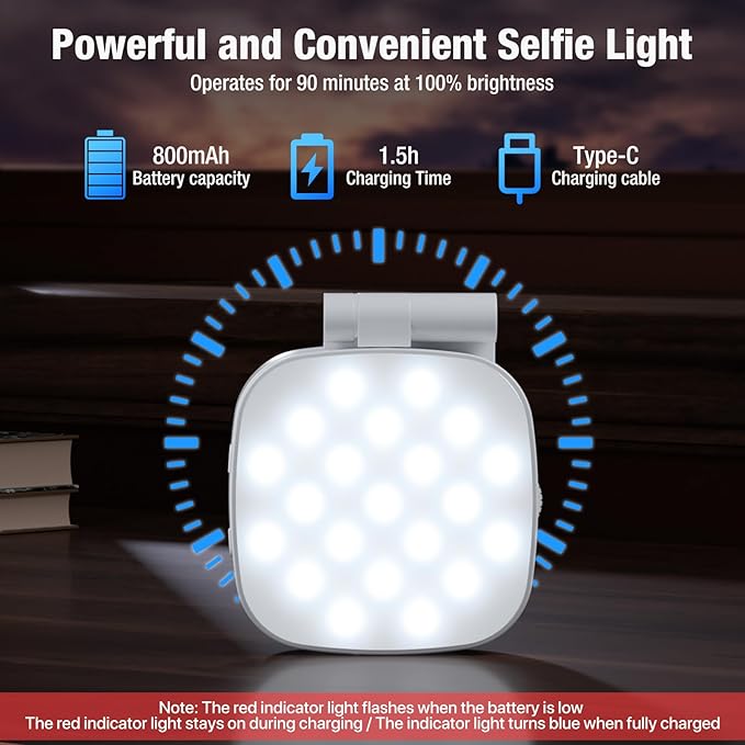 Diyife Magnetic Selfie Light for Phone, [Compatible with MagSafe] CRI95, 6 Modes, 45 LED, 360° Rotatable Phone Light with Foldable Mirror, Portable Selfie Ring Light for Zoom Makeup Video Conference