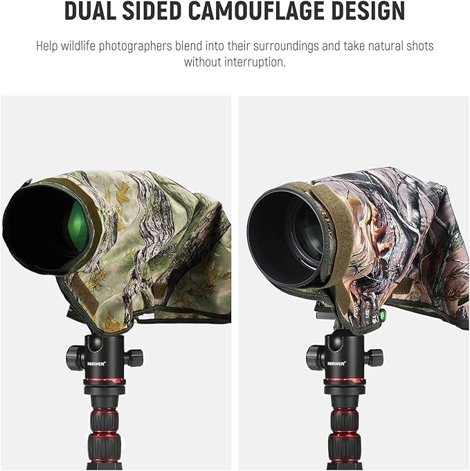NEEWER Camera Rain Cover, M Medium Size Waterproof Raincoat Cover Sleeve for Canon Sony Nikon Fujifilm DSLR Camera & Lenses up to 200mm, Dual Sided Camouflage Green Camo Nylon, PB021