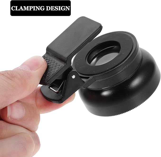 Vaguelly Universal 37mm Clip-on Phone Lens Kit with 0.45x Wide Angle and Macro Dual Function, 49uv Coated Professional Camera Lens for Smartphones and Tablets, Black