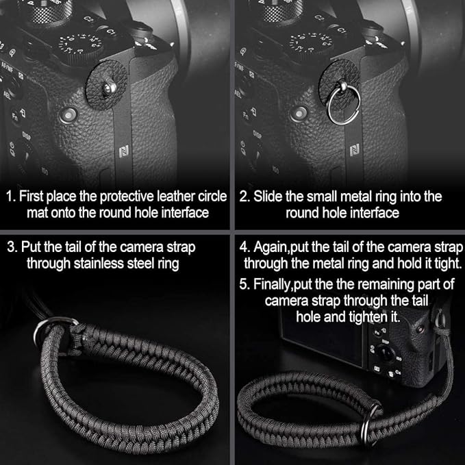 Qiang Ni Camera Wrist Strap - Paracord Quick Release Camera Hand Strap Wrist Lanyard for DSLR or Mirrorless Camera - Black