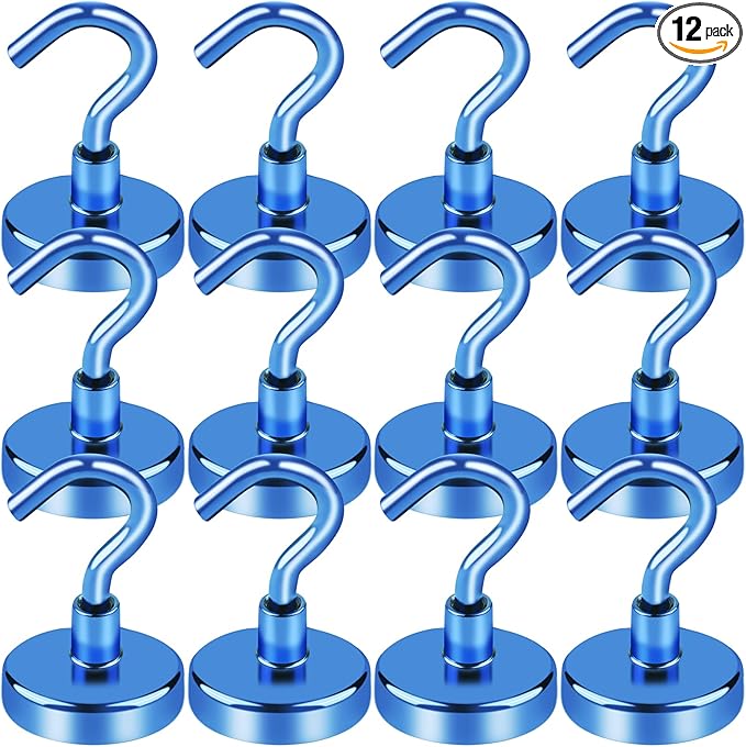 LOVIMAG Cruise Ship Essentials, 85Lb Magnetic Hooks for Cruise Cabins, Strong Magnetic Hooks for Hanging, Refrigerator, Celling, Grill, Fridge, Kitchen-12Pack