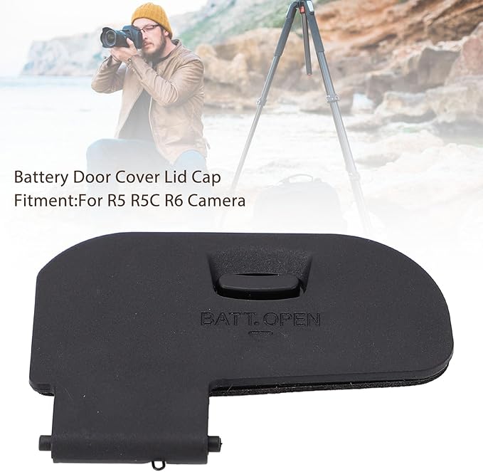 Camera Battery Door Cover Lid, Snap on Compact Battery Cover Door Lid Chamber Replacement Repair Part for R5 R5C R6 Camera