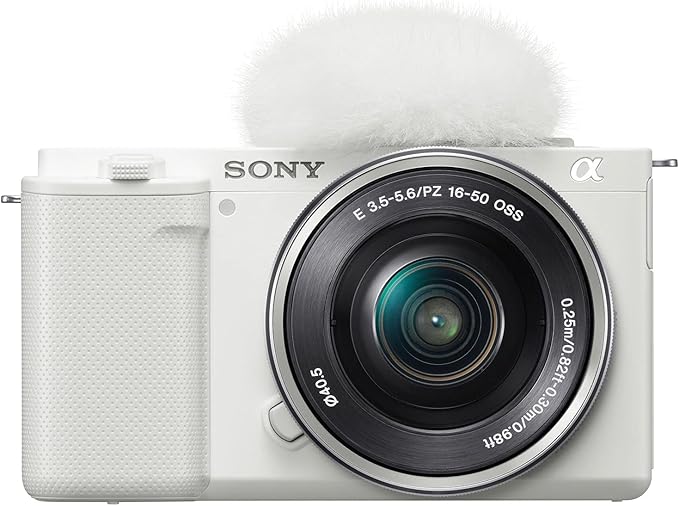 Sony ZV-E10 Mirrorless Alpha APS-C Vlog Camera Body and 16-50mm F3.5-5.6 Zoom Lens ILCZV-E10L/W White Bundle with CPS 2 YR Extended Protection Pack + Deco Gear Case + 128GB Card & Accessories Kit