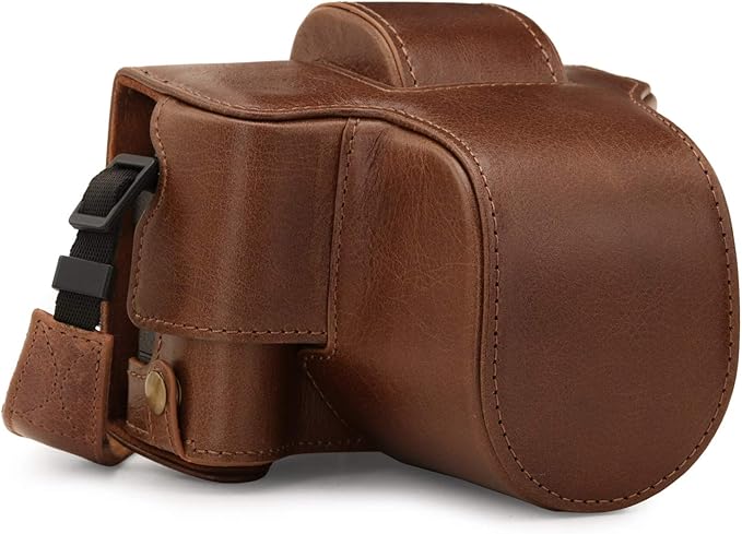 MegaGear MG1884 Ever Ready Genuine Leather Camera Case Compatible with Fujifilm X-T200 (XC15-45mm) - Brown
