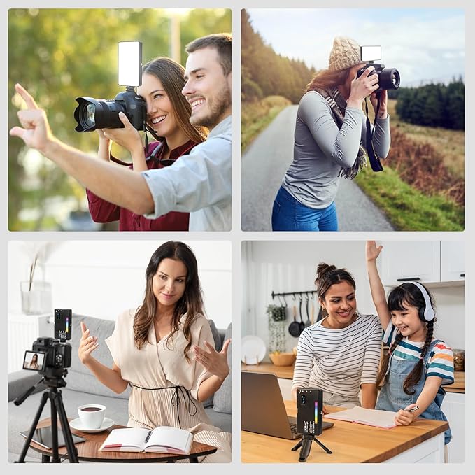 PULUZ 140 RGB Video Lights,Portable LED Camera Light Panel 0-360 Full Color with 1/4 Cold Shoe,CRI 95+ 2500-9000K LED 3000mAh Rechargeable DSLR Lighting for Photography,Video Conference,Vlogging