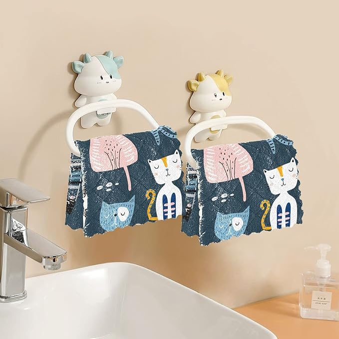 CaTaKu Cute Blue Cats Microfiber Reusable Cleaning Cloths Kitchen Dish Cloths Dish Rags for Washing Dishes, Dish Towels Washcloths for Kitchen Drying, 6 Pack
