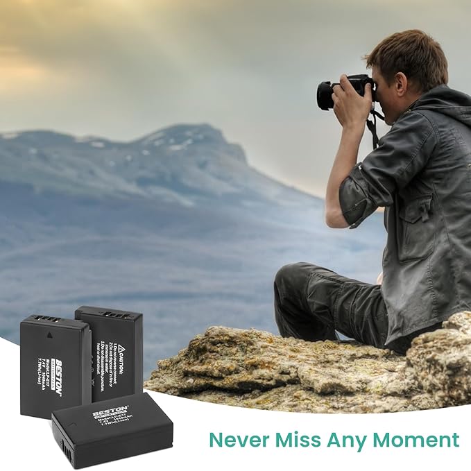 BESTON 3-Pack LP-E17 Battery and Charger Set for Canon EOS R50 R100 RP R10 R8, Rebel T8i, T7i, T6i, T6s, SL2, SL3, EOS M3, M5, R10, M6 Mark II, 77D, 200D, 750D, 760D, 800D, 8000D Camera