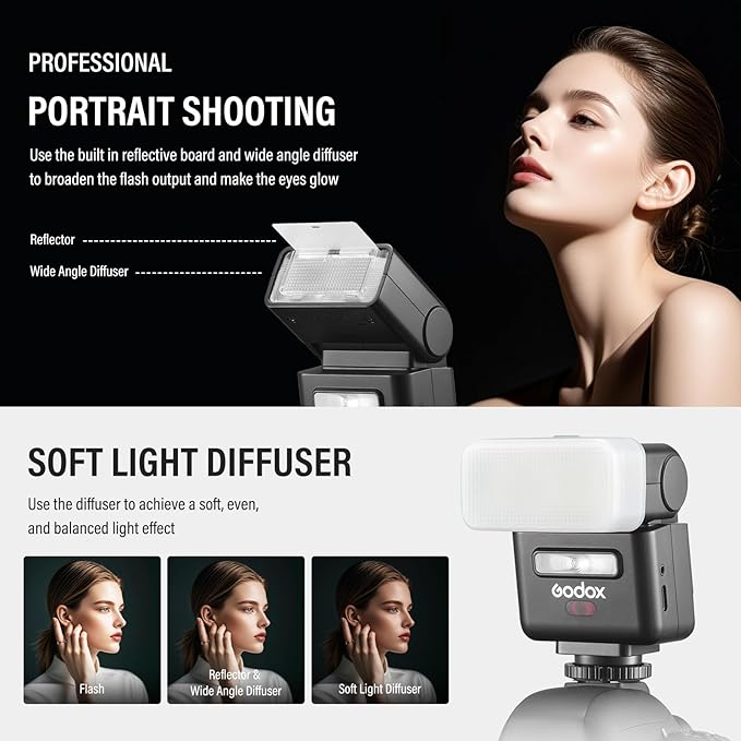 Godox IT32 TTL Camera Flash for Canon with X5C Trigger & Diffuser kit,Magnetic Hotshoe & Trigger 2-in-1,2.4G Wireless,HSS 1/8000s,GN18,LED Modeling Lamp,Colorful Touch Screen,Rotatable Flash Head