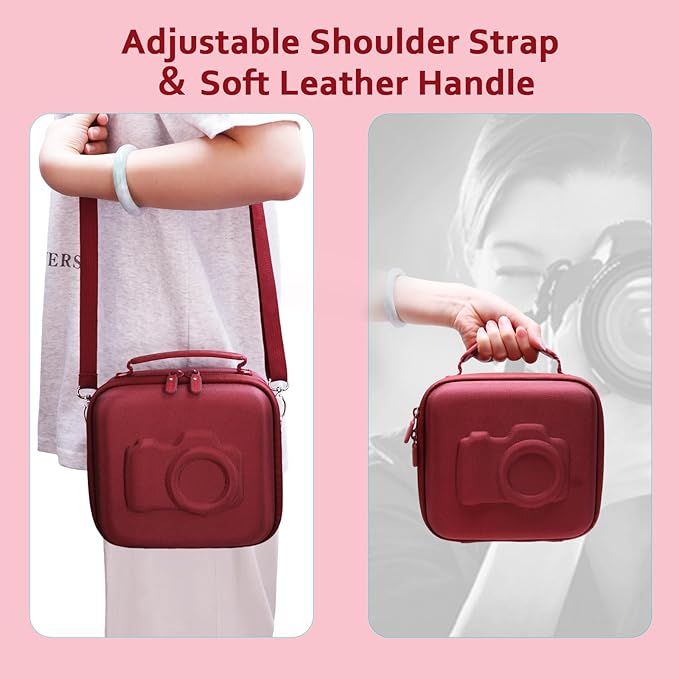 XANAD Hard Camera Case Bag Compatible with Canon EOS Rebel T7/ T100/ R50/ R50 V/RP/ R8/ R6 Mark II/ R7/ R10 DSLR Mirrorless Cameras, for Canon Sony Kodak Panasonic Nikon DSLR Mirrorless Camera, Red