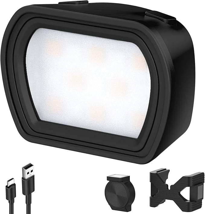 NEEWER BASICS Magnetic Auxiliary Light Compatible with DJI OSMO Pocket 3 Camera Creator Combo, 1.3W Rechargeable Plastic Mini LED Fill Light Attachment w Upgraded Mounts for Video Recording, M21 Black