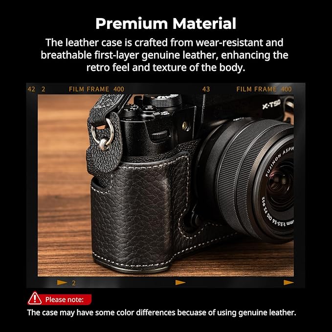 SMALLRIG X-T50 Half Leather Case Kit with Shoulder Strap, Retro Style Leather Camera Half Case with Aluminum Alloy Frame for FUJIFILM X-T50 (Black) - 4709