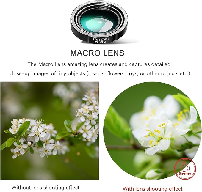 Phone Camera Lens Kit Upgraded Version Telephoto 28X Wide Angle 0.6X Macro 20X Fisheye 198° for Most